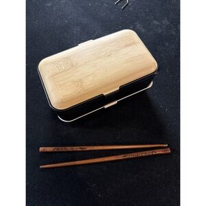 Bamboo Lunch Box Set w/ Wooden Utensils & Chopsticks – Eco Friendly Travel Box